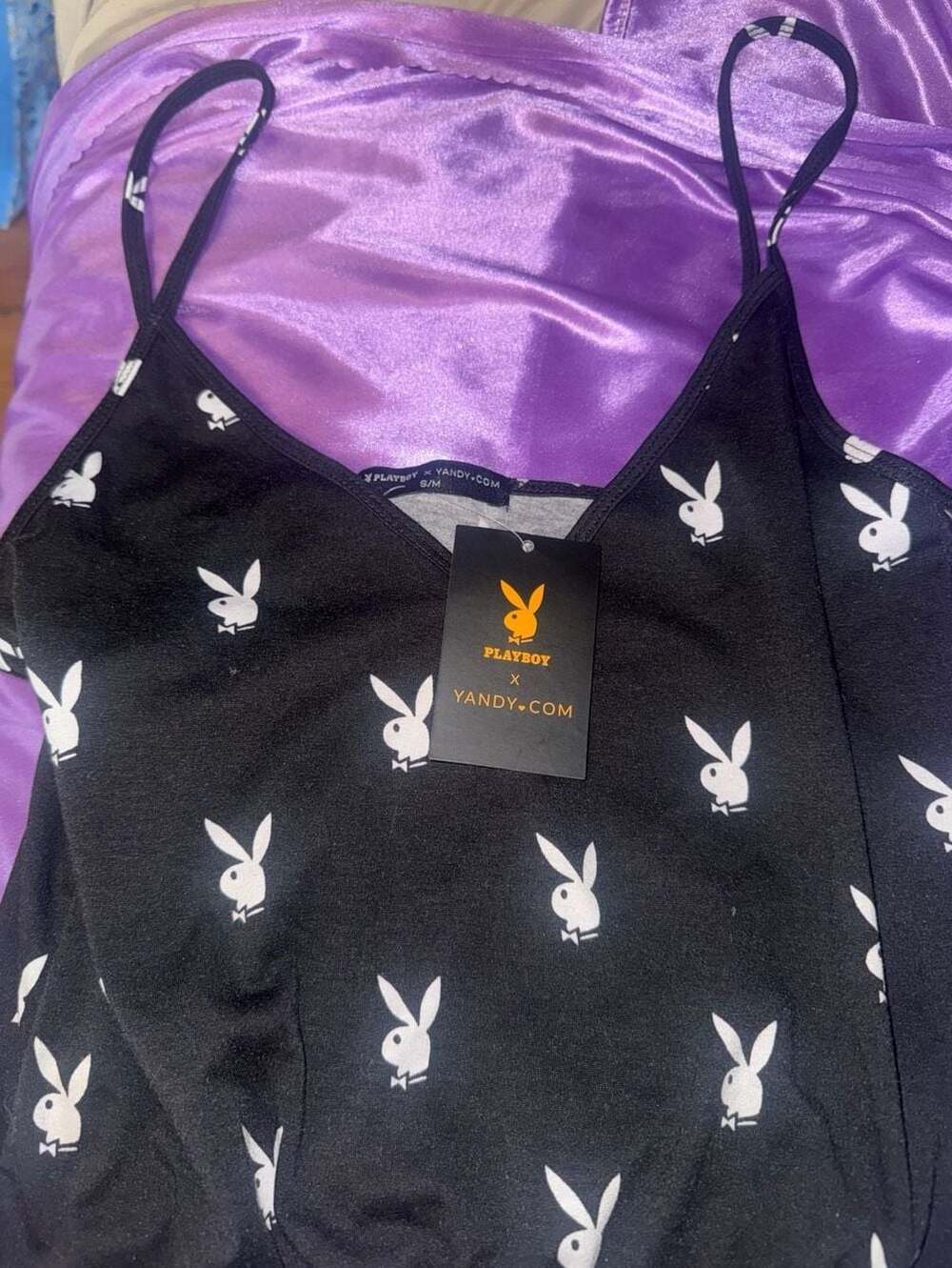Playboy x Yandy.com Bunny Logo Print  Tie-Waist Romper S/M